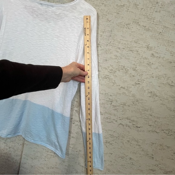 Vince. Womens Long Sleeve Drop Shoulder Top White Blue Fade Boho Beach - Picture 12 of 15